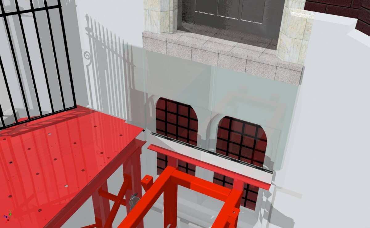 No fixings into listed building glass